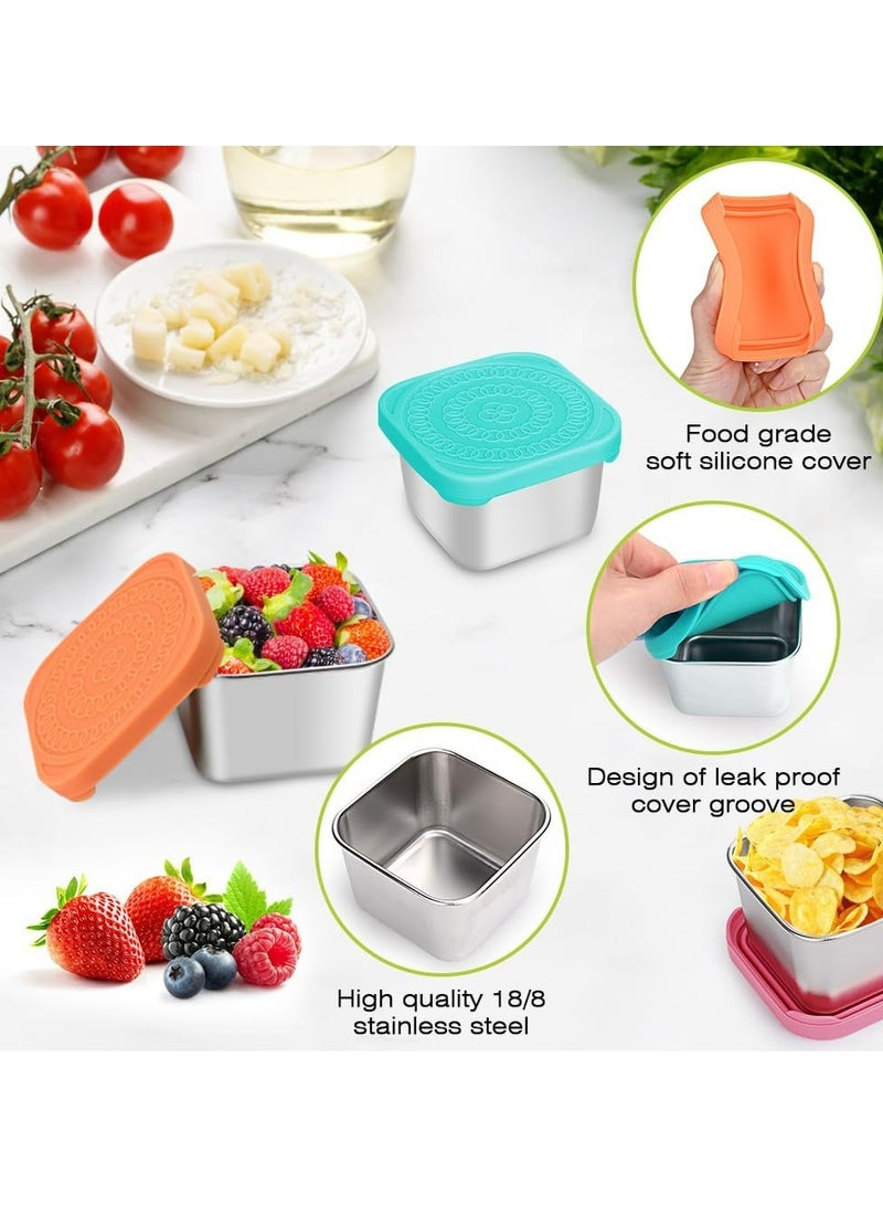6oz Metal Snack Food Storage Containers with Lids，Toddler Lunch Box for School and Travel - Image 3